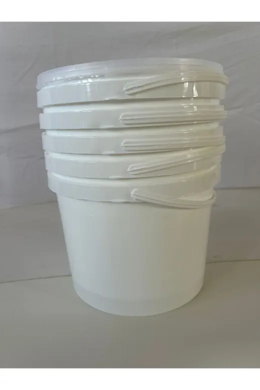 EBRAR PLASTİK EBR0005 Ebrar 5 Lt 5 Adet Plastik Kapaklı Kova Hobi Boya Gıda Yoğurt Kovası Beyaz 5 Adet