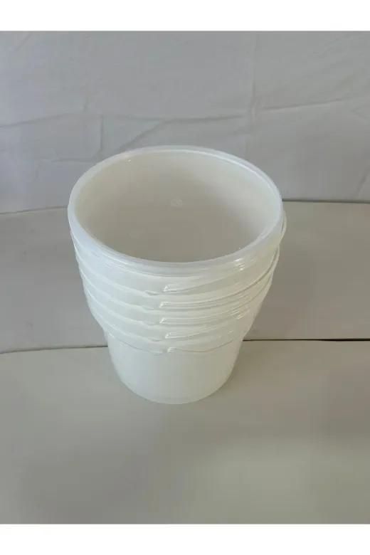 EBRAR PLASTİK EBR0005 Ebrar 5 Lt 5 Adet Plastik Kapaklı Kova Hobi Boya Gıda Yoğurt Kovası Beyaz 5 Adet