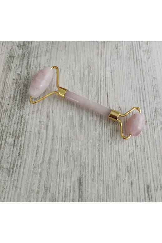 Ecelike 10 Doğal Taş Pembe Kuvars Roller Yüz Masaj Aleti