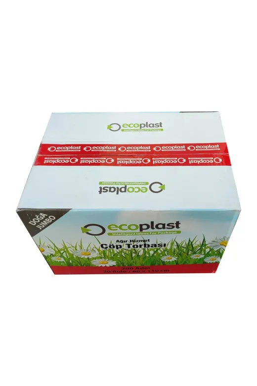 ECOPLAST TYB8XEDIGVVAT6YB92 Battal Boy Çöp Torbası Poşeti -500 Gr, - 90 Litre - 80 X 110 Cm / 10 Adetlik 20 Rulo / Koli