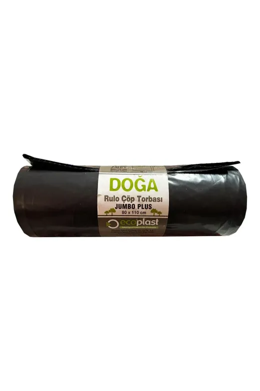 ECOPLAST TYBT4BUS1QK4DD8G21 Jumbo Boy Siyah Çöp Torbası Poşeti - 700 Gr, - 90 Litre - 80 X 110 Cm / 10 Adetlik 5 Rulo