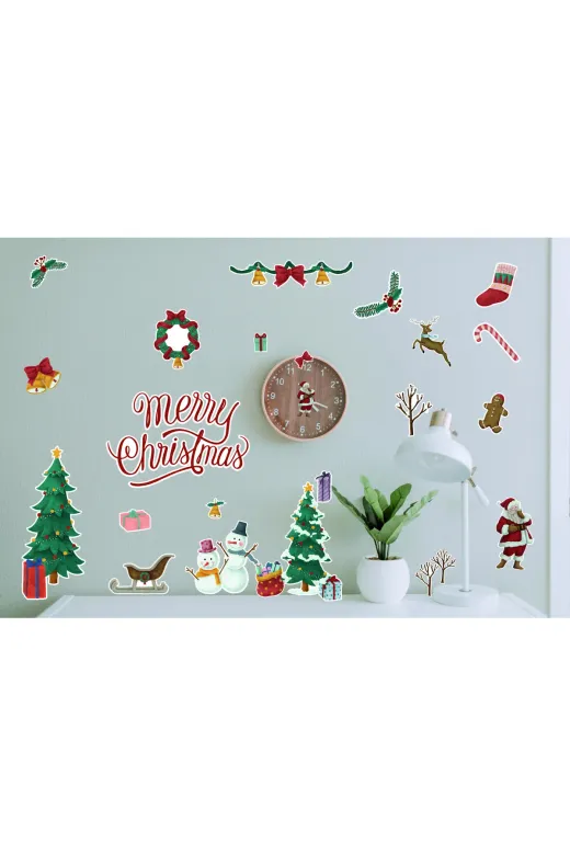 Ego Reklam EGO002 Yılbaşı Cam Duvar Süsü Sticker (Yılbaşı Konsepti)