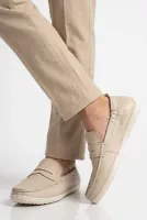 Ekru Hakiki Deri Hafızalı Taban Erkek Casual Ayakkabı