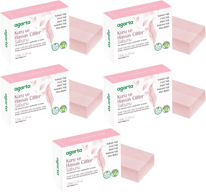 El Yapımı Doğal Sabun 150GR Kuru ve Hassas Ciltler (5 Li Set)
