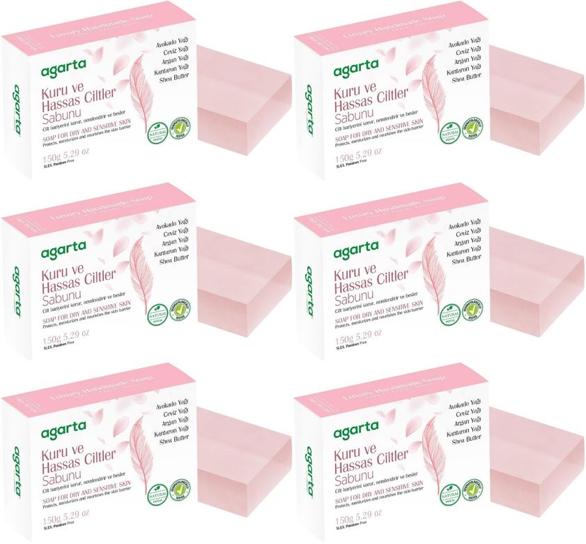 El Yapımı Doğal Sabun 150GR Kuru ve Hassas Ciltler (6 Lı Set)