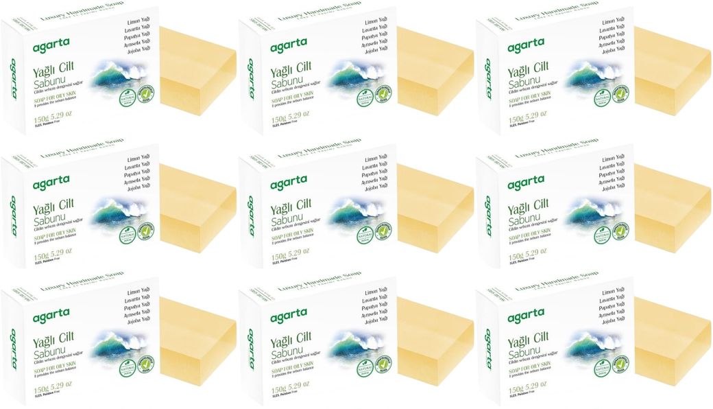 El Yapımı Doğal Sabun 150GR Yağlı Cilt (9 Lu Set)