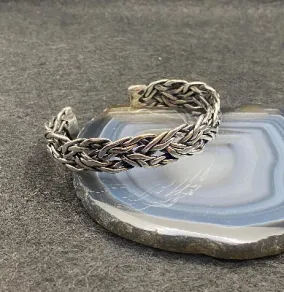 El Yapımı 925 Ayar Gümüş Ağır Çift Örgülü Erkek Bileklik | Kelt Tarzı 32,9 Gram