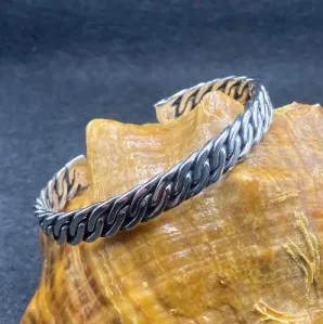 El Yapımı 925 Ayar Gümüş Ağır Kilitli Zincir Bileklik | Viking Bileklik 33,2 Gram