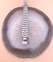 El Yapımı 925 Ayar Gümüş Kalın Örgülü Zincir Bileklik | Büyük Geometrik Örgü 32 Gram