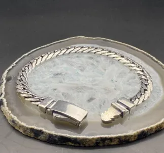 El Yapımı 925 Ayar Gümüş Kalın Zincir Bileklik | Geniş Kutu Tokalı Bileklik 31 Gram