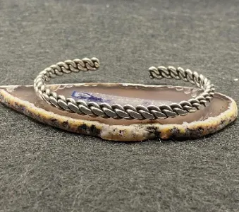 El Yapımı 925 Ayar Gümüş Katı Kablo Zincir Bileklik | Dokuma Desenli Bileklik 18 Gram