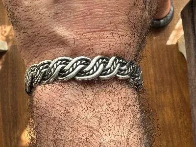 El Yapımı 925 Ayar Gümüş Ultra Ağır Örgülü Bileklik | Sağlam Zırh Dokuma Erkek Bilekliği 52 Gram
