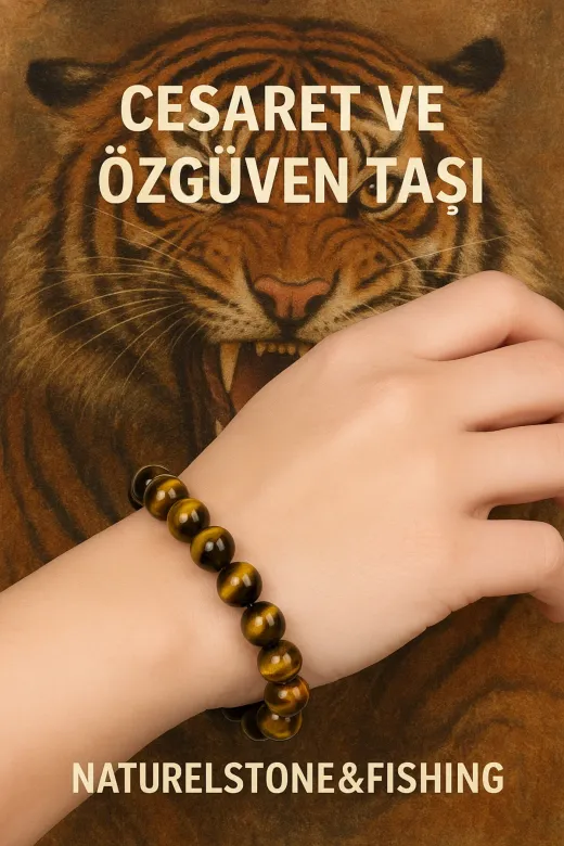 EL YAPIMI kg8m Kaplan Gözü Bileklik 100%100 Doğal Değerli Taş. Cesaret Ve Özgüveni Artırır-Elastik Ipli Bileklik-