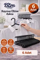 Elbise Askısı Kıyafet Askısı Plastik Dolap Askısı Gardırop Düzenleyici Siyah 6 Adet