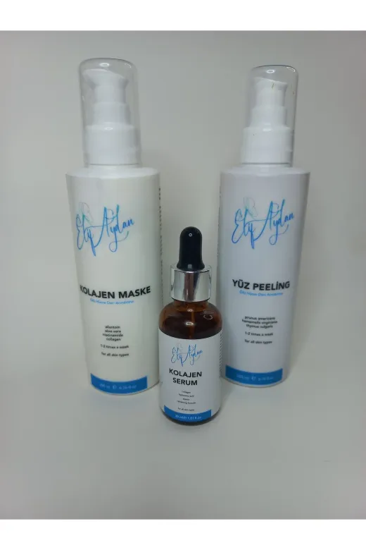 ELİF AYDAN 552566522 Kolajen Yüz Maskesi (200 Ml) - Kolajen Serum (30 Ml)-Yüz Peeling (200 Ml)