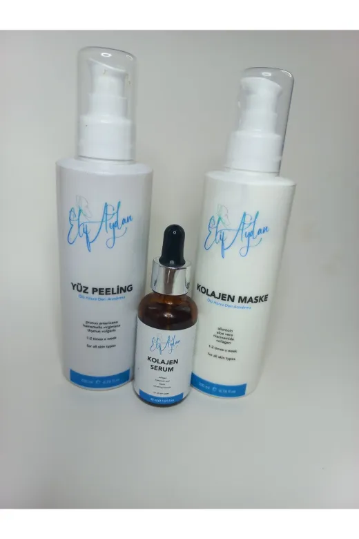 ELİF AYDAN 552566522 Kolajen Yüz Maskesi (200 Ml) - Kolajen Serum (30 Ml)-Yüz Peeling (200 Ml)