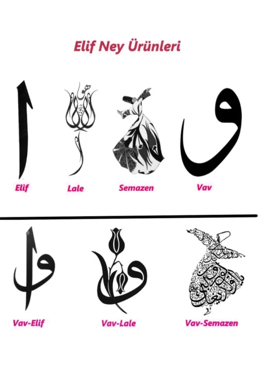 elif ney Vav_Elif_Kız_Sağ_Del_İsim - Vav Elif Serisi- Kız (Si) Ney Sağ El Üstte - Anahtarlık Hediyeli