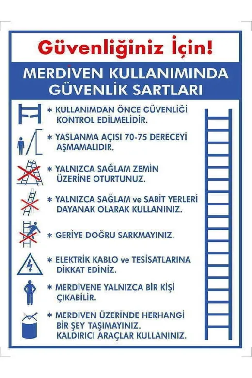 Emek İkaz Levhaları EMEK2012 Merdiven Kullanımında Güvenlik Şartları Uyarı/ikaz Levhası