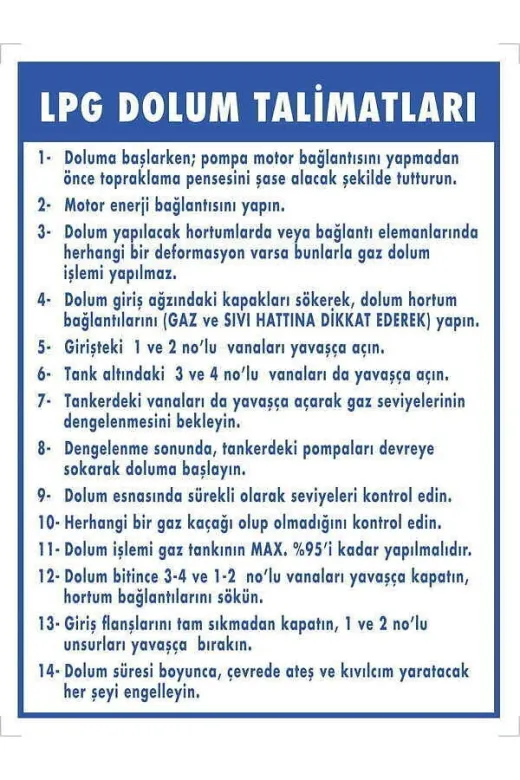 Emek İkaz Levhaları EMEK2016 Lpg Dolum Talimatları Uyarı/ikaz Levhası