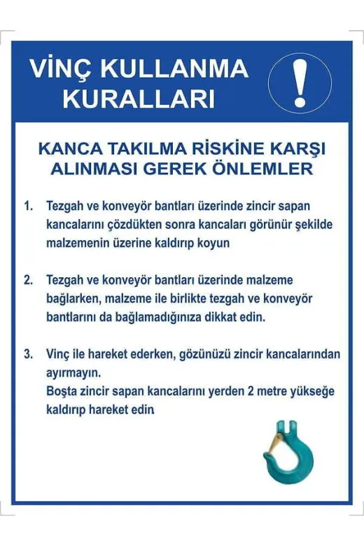 Emek İkaz Levhaları EMEK2103 Vinç Kullanma Kuralları Uyarı/ikaz Levhası
