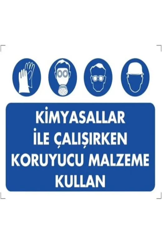 Emek İkaz Levhaları EMEK793 Kimyasallar Ile Çalışırken Koruyucu Malzeme Kullan Uyarı/ikaz Levhası