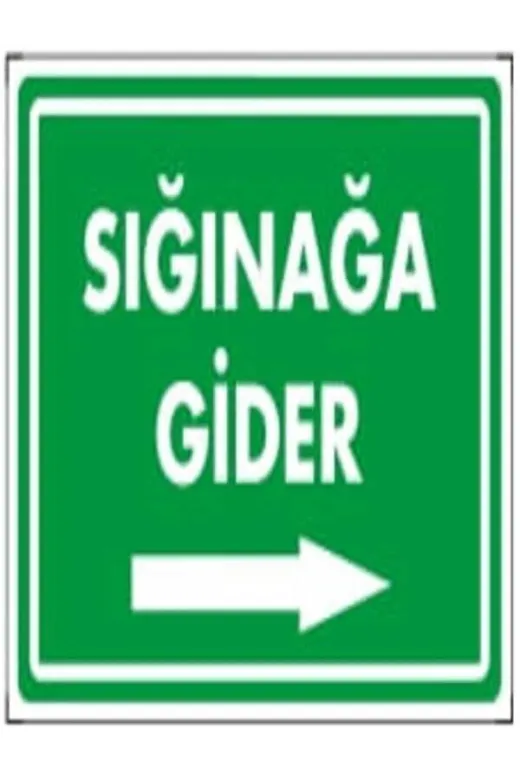 Emek İkaz Levhaları EMEK969 Sığınağa Gider(Sağ) Uyarı/ikaz Levhası 12X25 Dekote(Fotolümen)