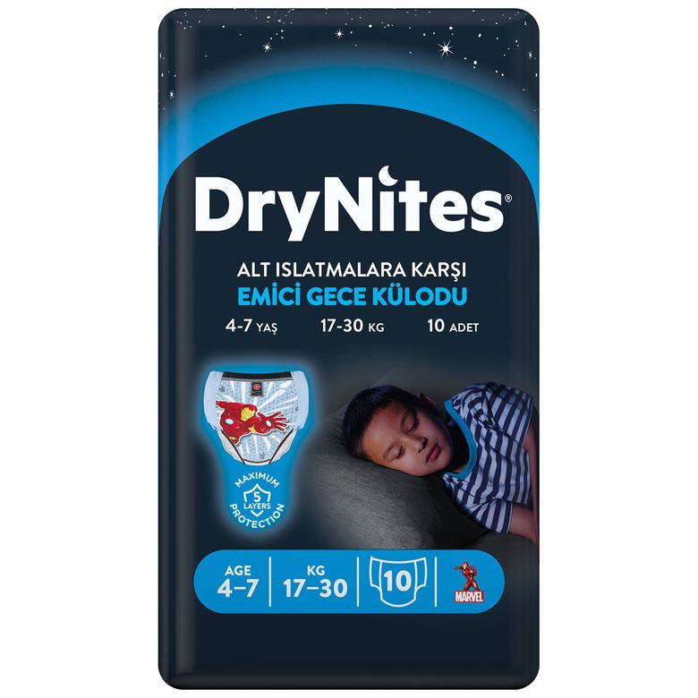Emici Gece Külodu/Külot Bez Erkek 4-7 Yaş (17-30KG) Small 10 Adet (Alt Islatmalara Karşı)