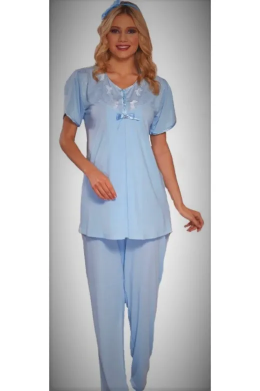 Emose 3968 Kadın Mavi Lohusa Pijama Takımı