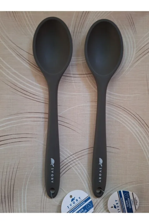 EMPA A V M ikili kasik2 2' Li Ivory Yanmaz Yapişmaz Büyük Boy (27.5 Cm) Silikon Kaşik