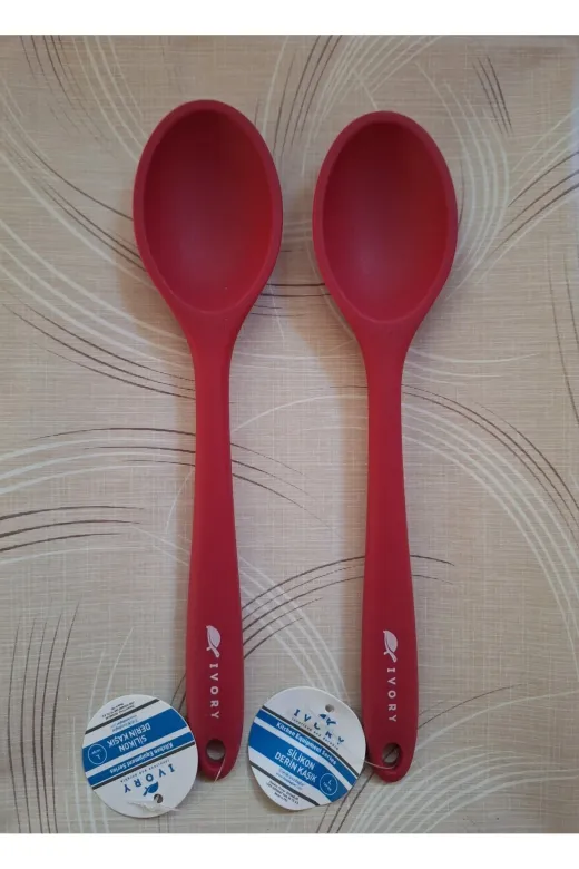 EMPA A V M ikili kasik2 2' Li Ivory Yanmaz Yapişmaz Büyük Boy (27.5 Cm) Silikon Kaşik