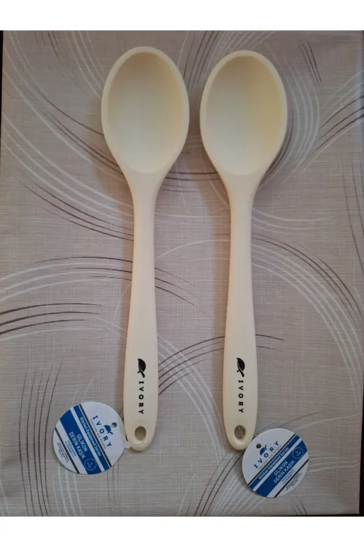 EMPA A V M ikili kasik2 2' Li Ivory Yanmaz Yapişmaz Büyük Boy (27.5 Cm) Silikon Kaşik