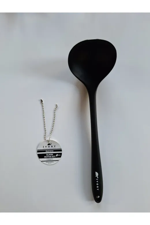 EMPA TYC88B38367C9E6508 İvory Yanmaz Yapişmaz Siyah Kevgir Spatula Kepçe 3'lü Set