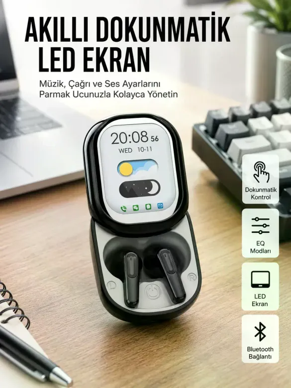 ENC Destekli Bluetooth 5.4 Kulaklık – EQ Ayarlı, Akıllı Kutulu