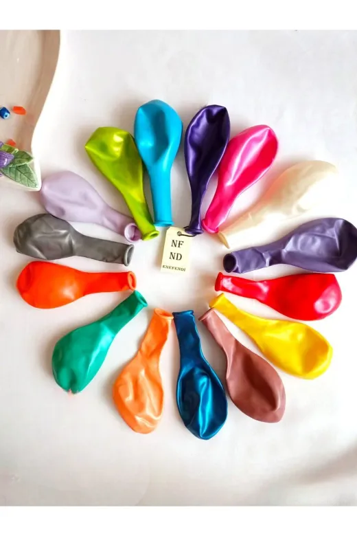 ENEFENDİ DF0000000003 50 Adet Balon Doğum Günü Parti Süs Eğlence 11 Inç 28 Cm Metalik Karişik Renk Hediye