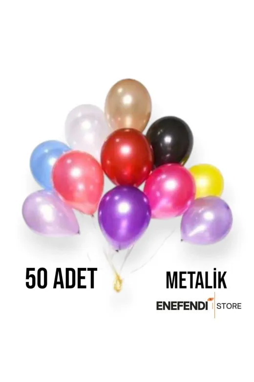 ENEFENDİ DF0000000003 50 Adet Balon Doğum Günü Parti Süs Eğlence 11 Inç 28 Cm Metalik Karişik Renk Hediye