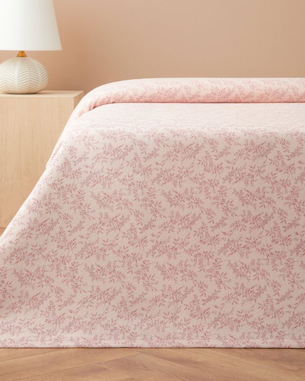 English Home 109999- Autumn Branch Baskılı Pamuklu Çift Kişilik Pike 200X220 Cm Pembe