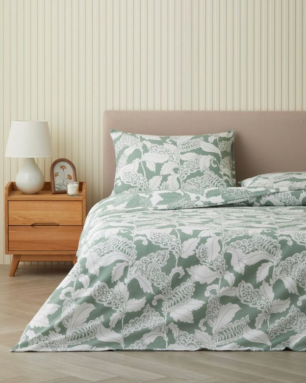 English Home 12-49-99 Gentle Swirl Kolay Ütülenir Çarşaflı Çift Kişilik Nevresim Takımı 200X220 Cm Yeşil