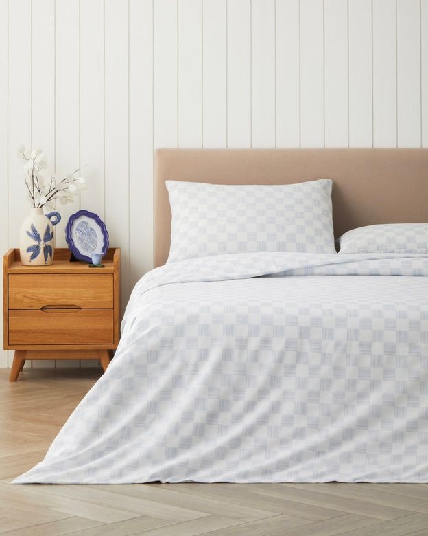 English Home 127999- Check Mate Kolay Ütülenir Çarşaflı Çift Kişilik Nevresim Takımı 200X220 Cm Mavi