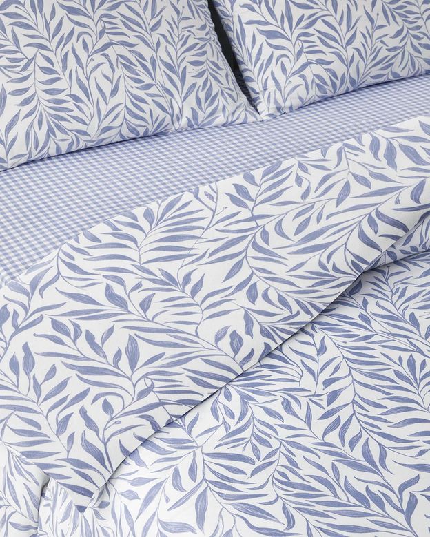 English Home 139999-00 Leaf Dream Kolay Ütülenir Çift Kişilik Çarşaflı Nevresim Takımı 200X220 Cm Mavi
