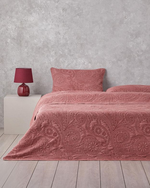 English Home -24-99-99- Jardin Belle Çift Kişilik Yatak Örtüsü Takımı 200X220 Cm Bordo