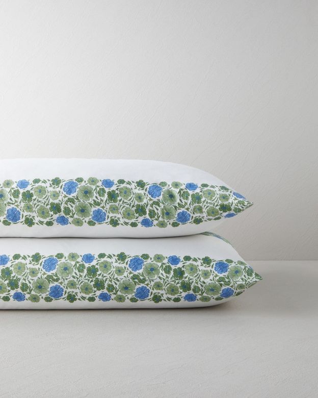 English Home 299-99 Forest Blossom Kolay Ütülenir 2'li Yastık Kılıfı 50X70 Cm Mavi - Yeşil