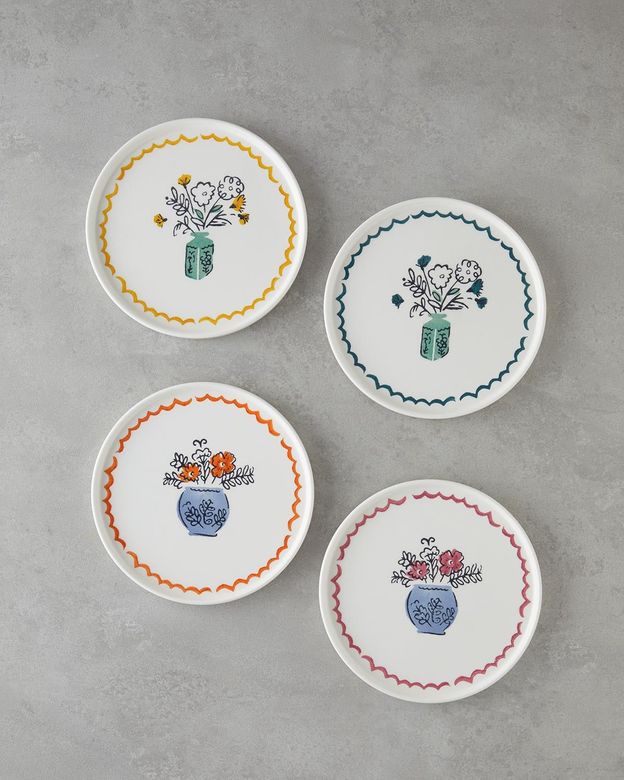 English Home 3078970 Floe Seramik 4'lü Pasta Tabağı 20 Cm Renkli