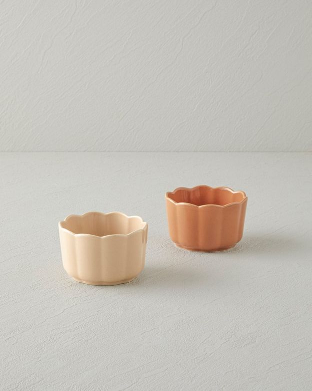 English Home 50487080 Cottage Stoneware 2'li Sufle Fırın Kabı 9 – 9 Cm Koyu Pembe – Açık Pembe