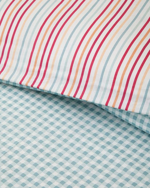 English Home 53457087 Pastel Gingham Pamuklu Çift Kişilik Nevresim Seti 200X220 Cm Pembe - Turuncu