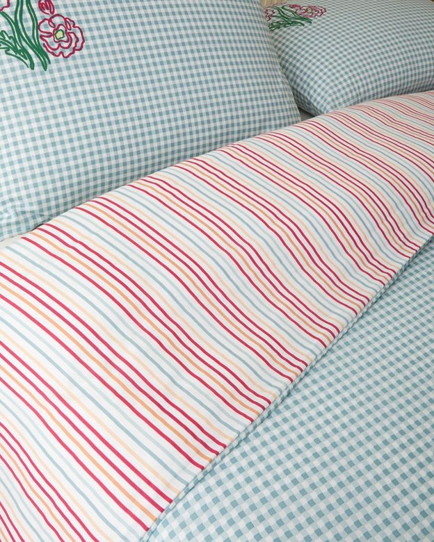 English Home 53457087 Pastel Gingham Pamuklu Çift Kişilik Nevresim Seti 200X220 Cm Pembe - Turuncu