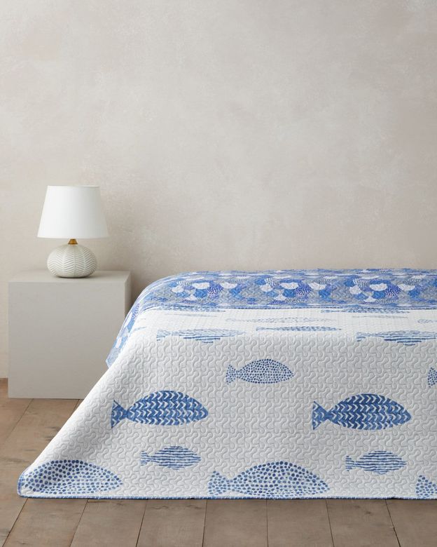 English Home 54088780 Pesca Wave  Çift Kişilik Çok Amaçlı Örtü 200X220 Cm Mavi