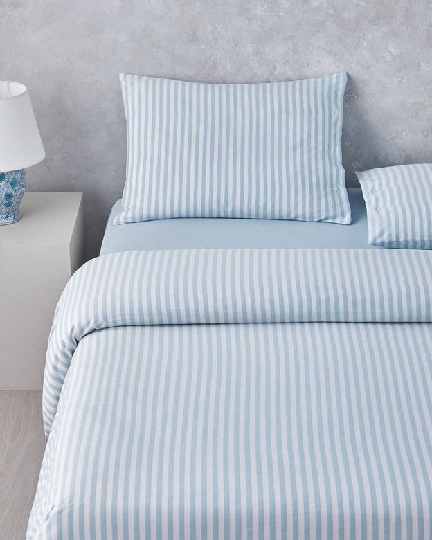 English Home 65408880 Soft Streaks İpliği Boyalı Çift Kişilik Çarşaflı Nevresim Takımı 200X220 Cm Mavi