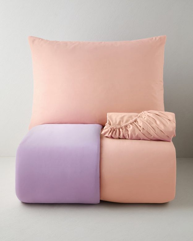 English Home -99999 Plain Pamuk Çarşaflı Tek Kişilik Nevresim Takımı 160X220 Cm Toz Pembe-Leylak