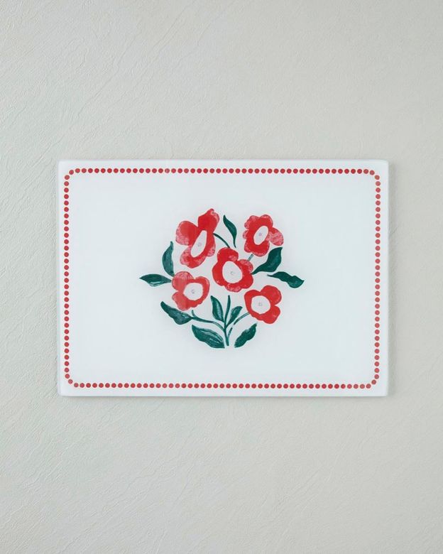 English Home bright399999 Bright Parade Cam Kesme Tahtası 25X35 Cm Kırmızı - Beyaz