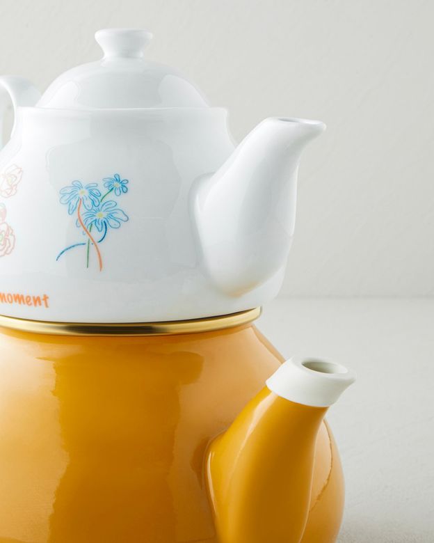 English Home linea1799999 Linea Porselen Emaye Çaydanlık 0,85 + 2,2 L Hardal